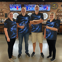 Load image into Gallery viewer, Thunder Blue Dartboard Women Dart Polo &amp; 1/4-Zip Shirt Custom Name Splatter Dart Jersey For Darters NYN3208