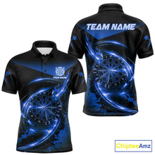Load image into Gallery viewer, Thunder Blue Dartboard Mens Dart Polo &amp; 1/4-Zip Shirt Custom Name Splatter Dart Jersey For Darters NYN3208