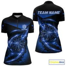 Load image into Gallery viewer, Thunder Blue Dartboard Women Dart Polo &amp; 1/4-Zip Shirt Custom Name Splatter Dart Jersey For Darters NYN3208