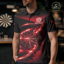 Load image into Gallery viewer, Thunder Red Dartboard Mens Dart Polo &amp; 1/4-Zip Shirt Custom Name Splatter Dart Jersey For Darters NYN3209