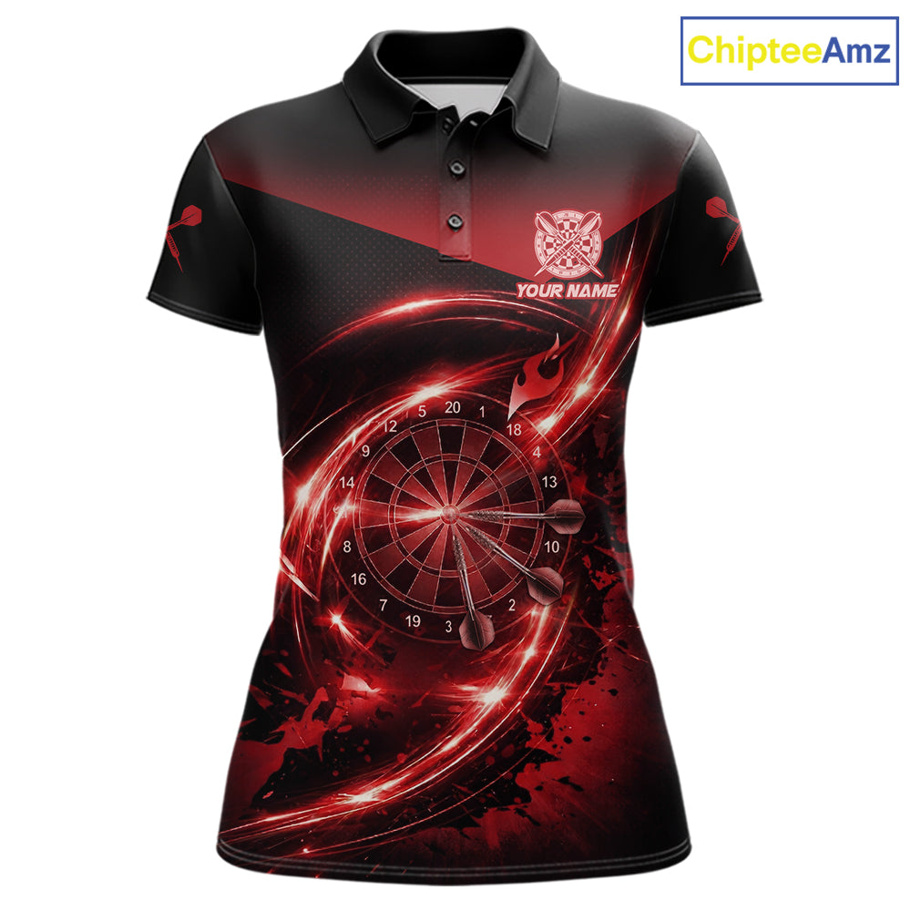 Thunder Red Dartboard Women Dart Polo & 1/4-Zip Shirt Custom Name Splatter Dart Jersey For Darters NYN3209