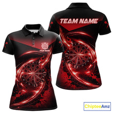 Load image into Gallery viewer, Thunder Red Dartboard Women Dart Polo &amp; 1/4-Zip Shirt Custom Name Splatter Dart Jersey For Darters NYN3209