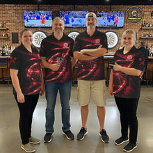 Load image into Gallery viewer, Thunder Red Dartboard Women Dart Polo &amp; 1/4-Zip Shirt Custom Name Splatter Dart Jersey For Darters NYN3209