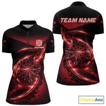 Load image into Gallery viewer, Thunder Red Dartboard Women Dart Polo &amp; 1/4-Zip Shirt Custom Name Splatter Dart Jersey For Darters NYN3209