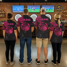 Load image into Gallery viewer, Black And Pink Smoking Dartboard Women Dart Polo 1/4-Zip Shirt Custom Grunge Dart Team Attire NYN3214