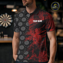 Load image into Gallery viewer, Red Grunge Splatter Men Dart Shirt Personalized Dartboard &amp; Arrow Pattern Dart Team Attire NYN3215