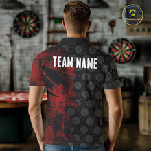 Load image into Gallery viewer, Red Grunge Splatter Men Dart Shirt Personalized Dartboard &amp; Arrow Pattern Dart Team Attire NYN3215