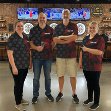 Load image into Gallery viewer, Red Grunge Splatter Women Dart Shirt Personalized Dartboard &amp; Arrow Pattern Dart Team Attire NYN3215