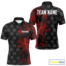 Load image into Gallery viewer, Red Grunge Splatter Men Dart Shirt Personalized Dartboard &amp; Arrow Pattern Dart Team Attire NYN3215
