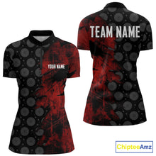 Load image into Gallery viewer, Red Grunge Splatter Women Dart Shirt Personalized Dartboard &amp; Arrow Pattern Dart Team Attire NYN3215