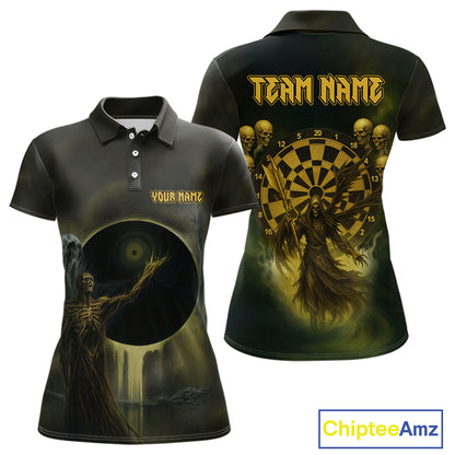 Custom Brown Skeleton Dartboard Darts Polo Shirt For Women - Darts Jersey NYN0733
