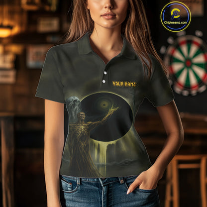 Custom Brown Skeleton Dartboard Darts Polo Shirt For Women - Darts Jersey NYN0733