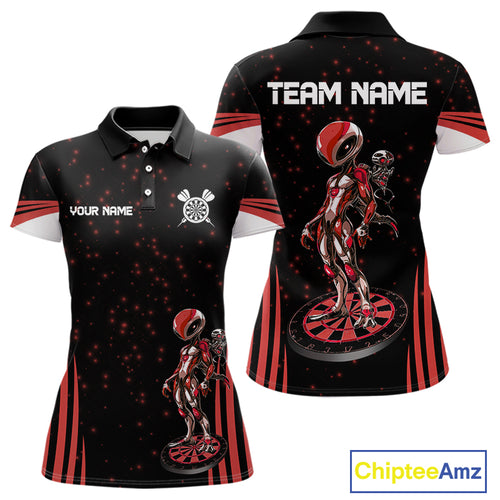 Custom Red Alien Dartboards Dart Polo Shirts For Men Outfits Alien Dart Team Jerseys NYN1022