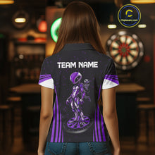 Load image into Gallery viewer, Custom Purple Alien Dartboards Dart Polo Shirts For Women Outfits Alien Dart Team Jerseys NYN1023