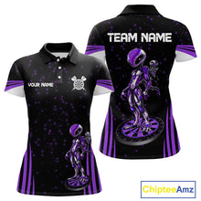 Load image into Gallery viewer, Custom Purple Alien Dartboards Dart Polo Shirts For Women Outfits Alien Dart Team Jerseys NYN1023