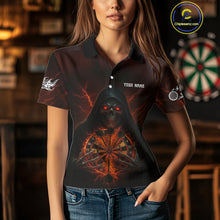 Load image into Gallery viewer, Custom Lightning Red Bone Skeleton Dartboard Dart Women Polo Jerseys Dart Shirt Gifts NYN1649