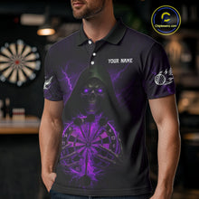 Load image into Gallery viewer, Custom Lightning Purple Bone Skeleton Dartboard Dart Men Polo Jerseys Dart Shirt Gifts NYN1650