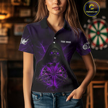 Load image into Gallery viewer, Custom Lightning Purple Bone Skeleton Dartboard Dart Women Polo Jerseys Dart Shirt Gifts NYN1650