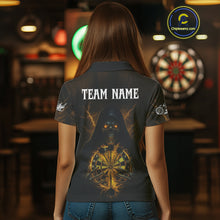 Load image into Gallery viewer, Custom Lightning Yellow Bone Skeleton Dartboard Dart Women Polo Jerseys Dart Shirt Gifts NYN1651
