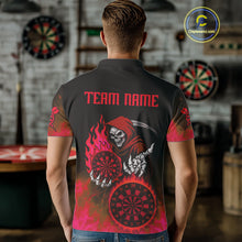 Load image into Gallery viewer, Custom Red Flames Dartboard Horror Grim Reaper Dart Men Polo Jerseys Outfits Dart Shirt NYN1659