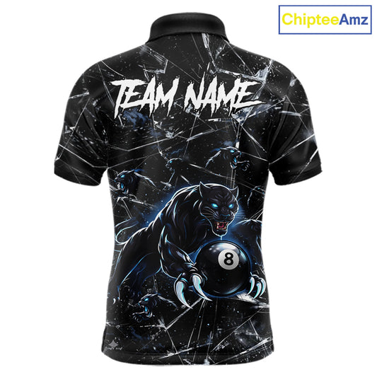 Multi-Panther Funny Glass Crack 8 Ball Pool Polo & 1/4-Zip Team Shirt For Men Custom Billiards Ball Apparel NYN2464