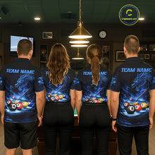 Load image into Gallery viewer, Blue Funny Dragon Thunder Ball Pool Billiard Team Shirt For Women Custom Billiards Ball Attire NYN2469