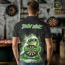 Load image into Gallery viewer, White And Green Funny Crocodile Hold Dartboard Dart Polo Shirts For Men Custom Dart Team Shirts NYN2675