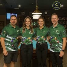 Load image into Gallery viewer, White Green Grunge Shamrock 8 Ball Men Billiards Shirt Personalized St Patrick's Day Pool Balls Shirt NYN2678