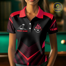 Load image into Gallery viewer, Red Flaming 8 Ball Pool Polo &amp; 1/4-Zip Team Shirt For Women Custom Billiards Ball Apparel NYN2831