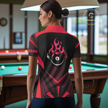 Load image into Gallery viewer, Red Flaming 8 Ball Pool Polo &amp; 1/4-Zip Team Shirt For Women Custom Billiards Ball Apparel NYN2831