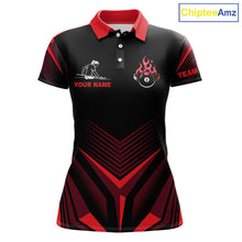 Load image into Gallery viewer, Red Flaming 8 Ball Pool Polo &amp; 1/4-Zip Team Shirt For Women Custom Billiards Ball Apparel NYN2831