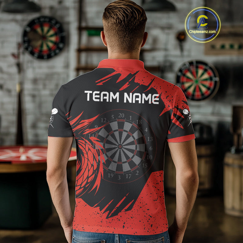 Men's Dart Team Jersey Featuring A Blood Dragon And Red Dartboard, Darts Jersey NYN0271