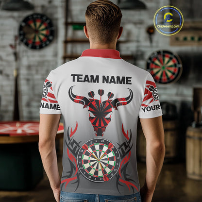 Red Dark Bull Colorful Dartboard Men's Darts Shirt - Custom Name For Darts Jersey NYN0516