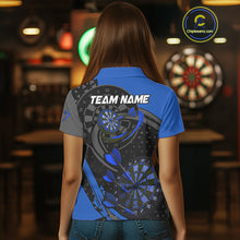 Load image into Gallery viewer, Custom Black &amp; Blue Cracked Dartboard Women Dart Shirt Outfits Polo &amp; 1/4-Zip Dart Jersey NYN1047