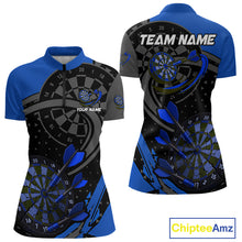 Load image into Gallery viewer, Custom Black &amp; Blue Cracked Dartboard Women Dart Shirt Outfits Polo &amp; 1/4-Zip Dart Jersey NYN1047