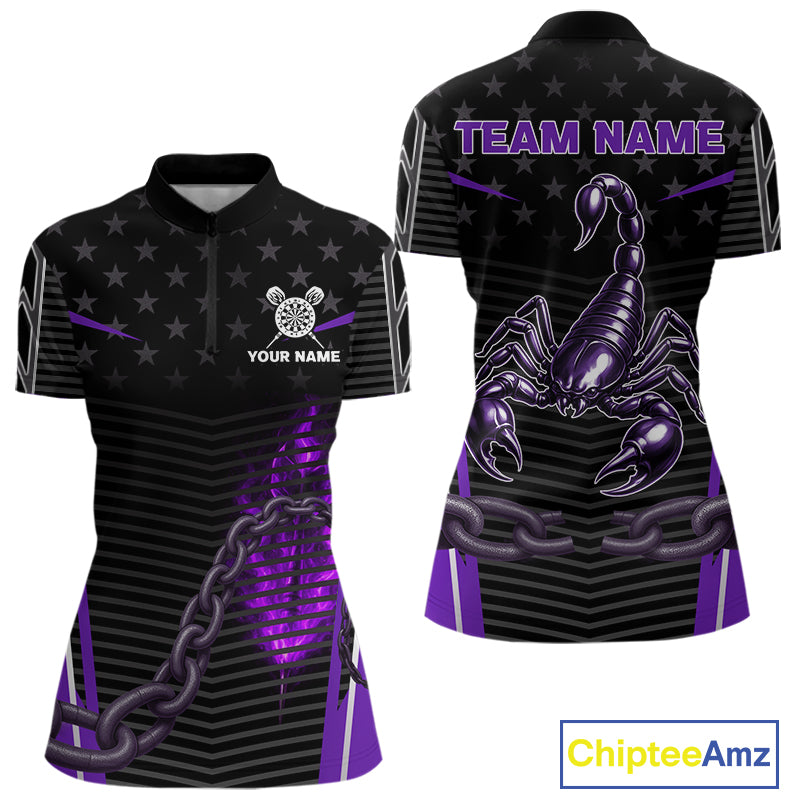 Custom Purple Flames Scorpion Dart Arrow Darts Shirt For Women Dart Jersey Uniform NYN1049