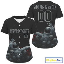 Load image into Gallery viewer, Custom Grey Skull Astronaut Baseball Shirt For Women Youth Authentic Baseball Jersey NYN1389