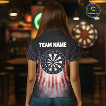 Load image into Gallery viewer, American Flag Grunge Dart Arrow Patriotic Dart Polo Shirts For Women Custom Name For Dart Players NYN2685