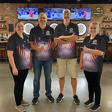 Load image into Gallery viewer, American Flag Grunge Dart Arrow Patriotic Dart Polo Shirts For Women Custom Name For Dart Players NYN2685