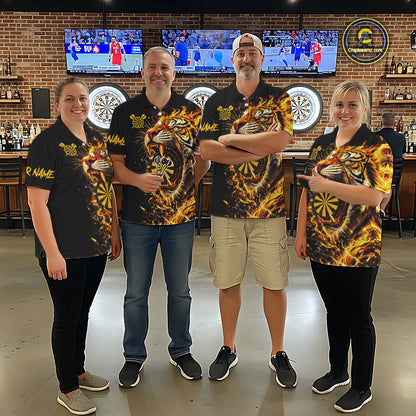 Yellow Horror Tiger Fire Flame Dartboard Custom Women Darts Polo League Shirts Dart Jerseys NYN2838