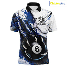Load image into Gallery viewer, White And Blue Claws 8 Ball Billiard Pool Shirt For Men Custom Billiard Attire Team Jersey NYN3064