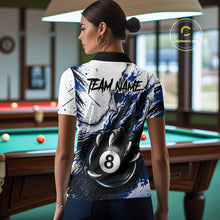 Load image into Gallery viewer, White And Blue Claws 8 Ball Billiard Pool Shirt For Women Custom Billiard Attire Team Jersey NYN3064