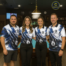 Load image into Gallery viewer, White And Blue Claws 8 Ball Billiard Pool Shirt For Women Custom Billiard Attire Team Jersey NYN3064