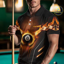 Load image into Gallery viewer, Fire Flame 8 Ball Billiard Pool Shirt For Men Personalized Red Hexagon Billiard Clothing Jersey NYN3067