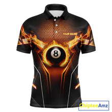 Load image into Gallery viewer, Fire Flame 8 Ball Billiard Pool Shirt For Men Personalized Red Hexagon Billiard Clothing Jersey NYN3067