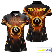 Load image into Gallery viewer, Fire Flame 8 Ball Billiard Pool Shirt For Women Personalized Red Hexagon Billiard Clothing Jersey NYN3067