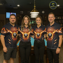 Load image into Gallery viewer, Fire Flame 8 Ball Billiard Pool Shirt For Men Personalized Red Hexagon Billiard Clothing Jersey NYN3067