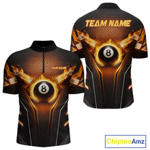 Load image into Gallery viewer, Fire Flame 8 Ball Billiard Pool Shirt For Men Personalized Red Hexagon Billiard Clothing Jersey NYN3067