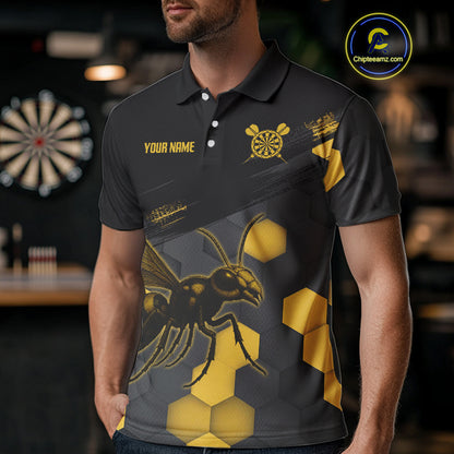 Custom Men's Darts Jersey With Ebony & Amber Honeycomb Bee For Darts Jersey NYN0275