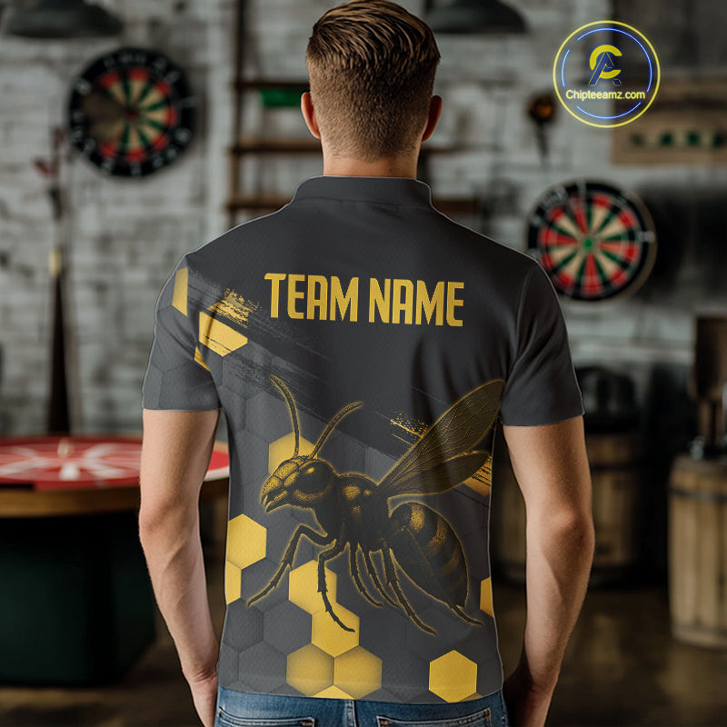 Custom Men's Darts Jersey With Ebony & Amber Honeycomb Bee For Darts Jersey NYN0275